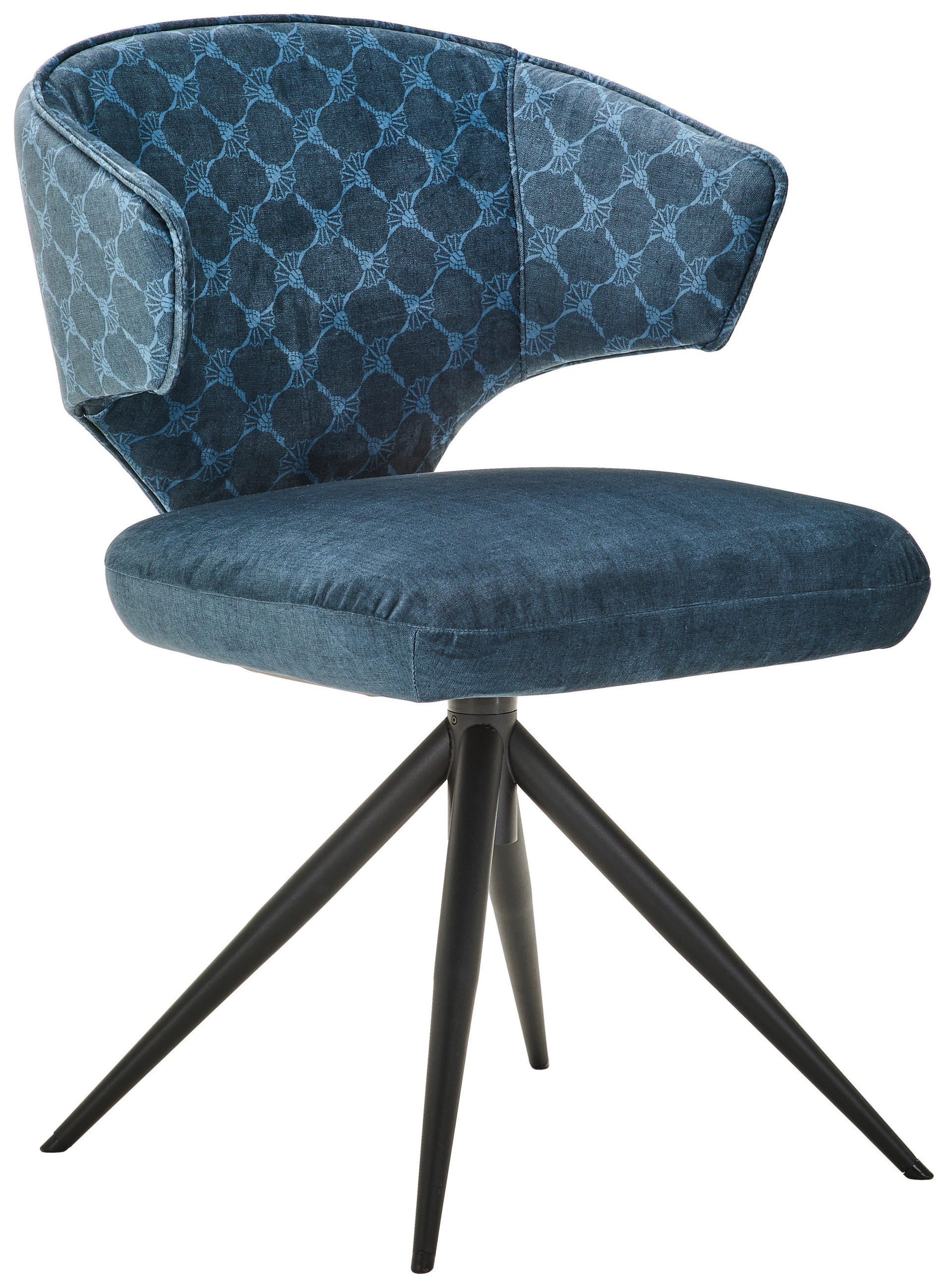 ARMLEHNSTUHL  Lederauswahl, Stoffauswahl, Typenauswahl, Sitzfläche 360° drehbar Velours  Blau  - Blau/Schwarz, Design, Textil/Metall (57/82/57cm) - Joop!
