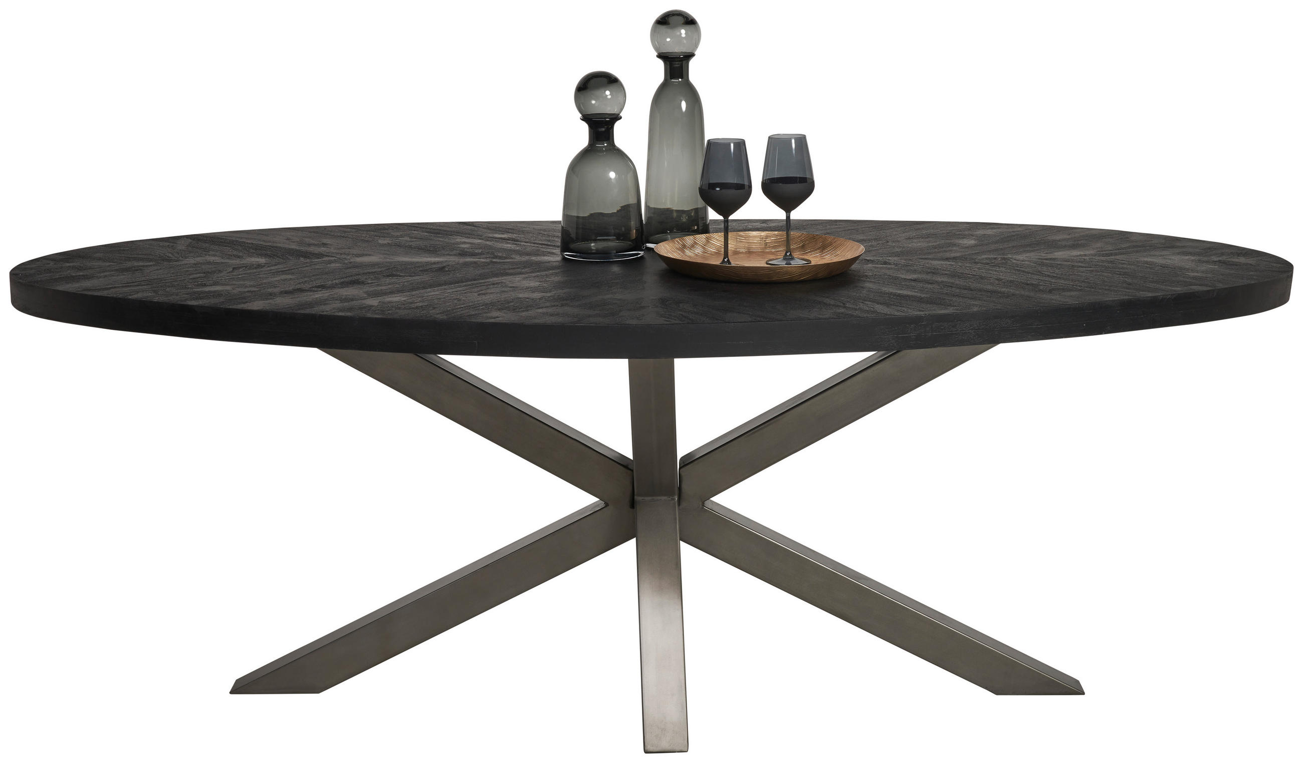 MATBORD i trä, metall 220/110/76 cm   - aluminiumfärg/svart, Trend, metall/trä (220/110/76cm) - Ambia Home