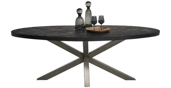 ESSTISCH in Holz, Metall 220/110/76 cm  - Schwarz/Alufarben, Trend, Holz/Metall (220/110/76cm) - Ambia Home