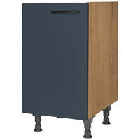 SPÜLENUNTERSCHRANK 45/87/56 cm  in Blau, Eichefarben  - Blau/Eichefarben, MODERN, Holzwerkstoff/Metall (45/87/56cm) - Nobilia