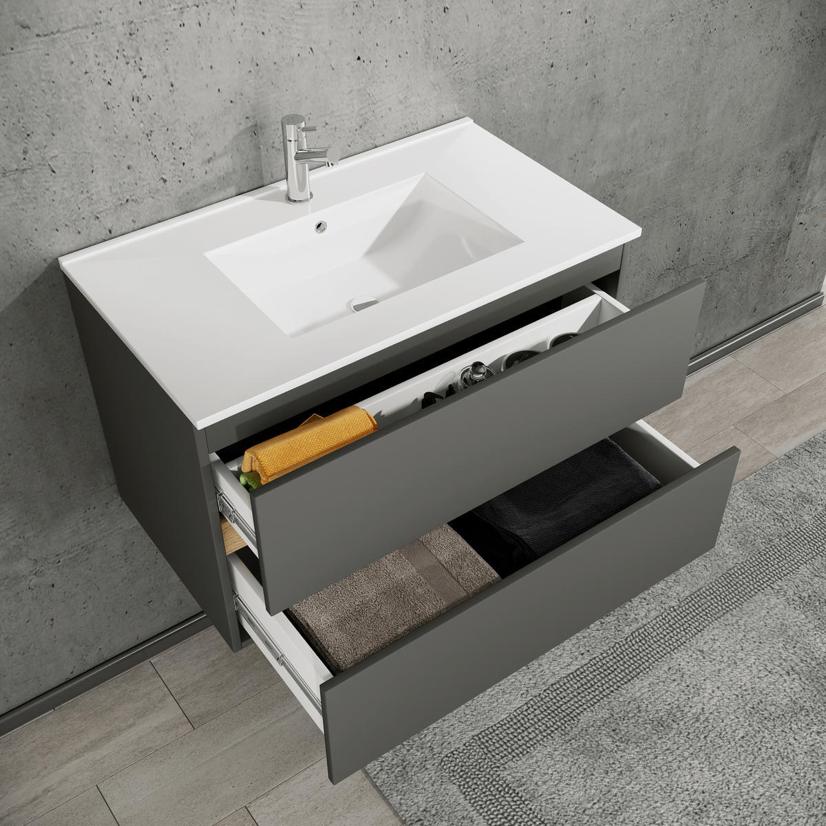 BADEZIMMER 2-teilig  - Honigeiche/Weiss, Trend, Keramik/Holzwerkstoff (81/51/47cm) - MID.YOU