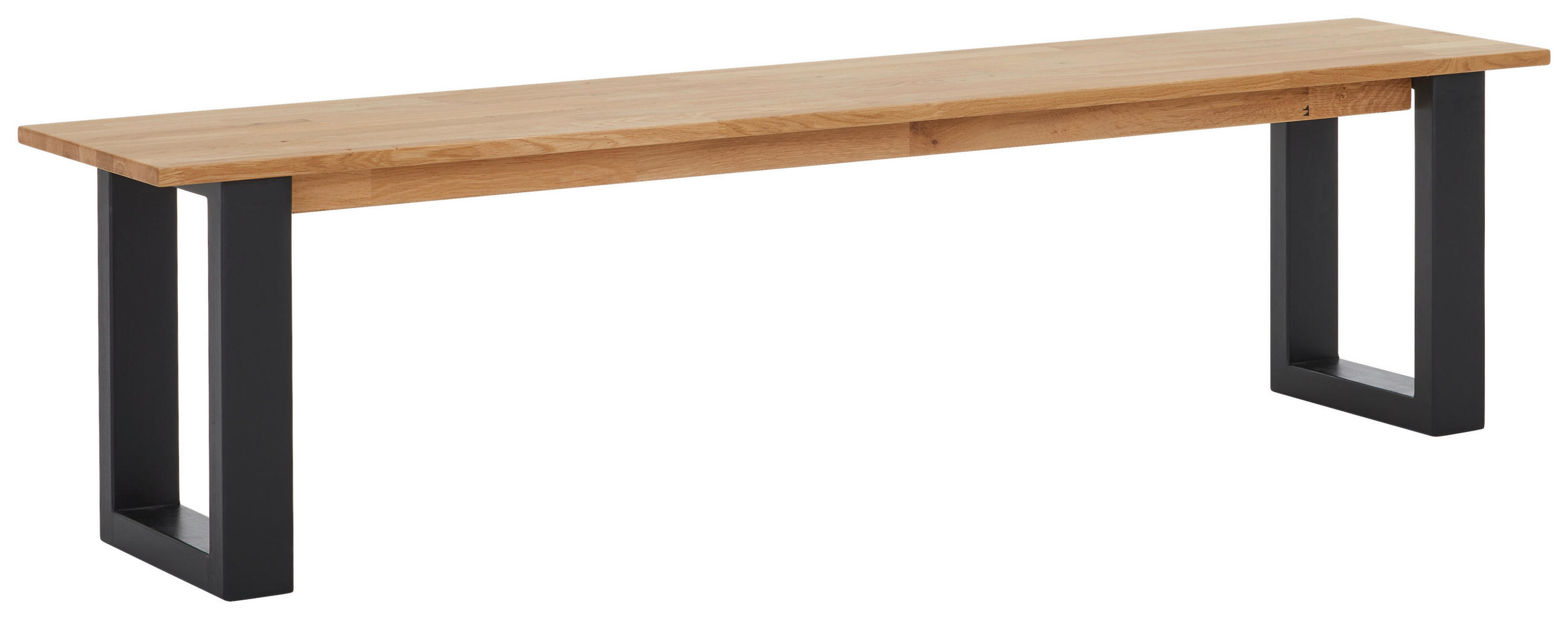 SITZBANK Wildeiche Wildeiche massiv Holz  - Wildeiche/Schwarz, Natur, Holz (180/38/45cm) - Livetastic