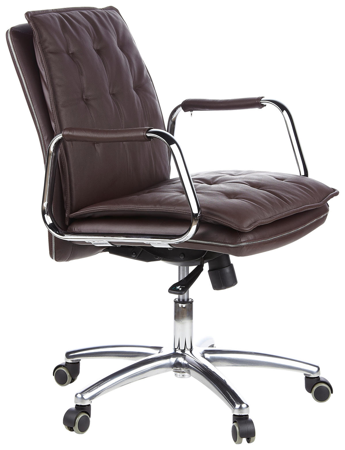 DREHSTUHL  in Braun  - Silberfarben/Braun, Basics, Leder/Kunststoff (60/109/48cm) - MID.YOU