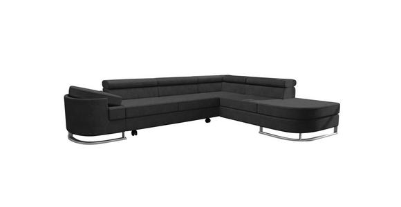 ECKSOFA in Lederlook Schwarz  - Chromfarben/Schwarz, KONVENTIONELL, Textil/Metall (278/224cm) - Carryhome