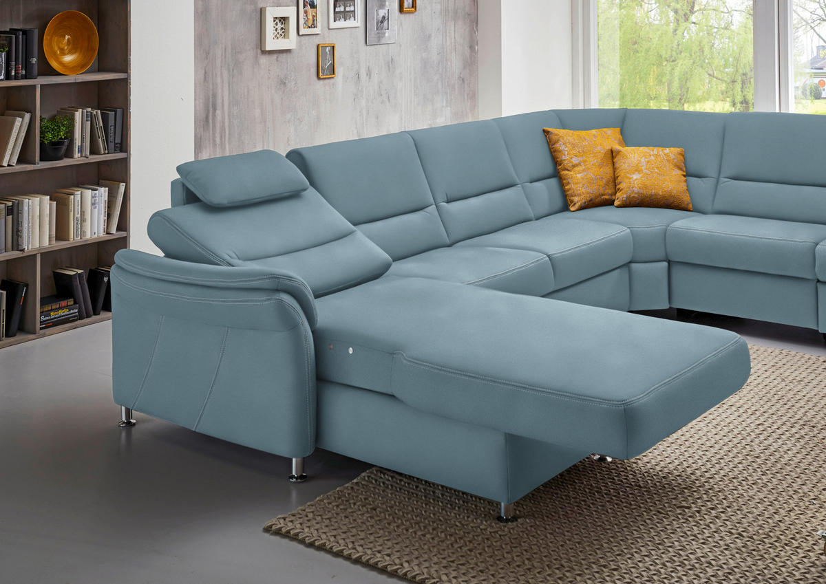 WOHNLANDSCHAFT in Mikrofaser Hellblau  - Alufarben/Hellblau, Konventionell, Textil/Metall (173/330/262cm) - Beldomo System