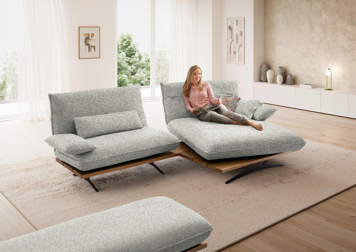 ECKSOFA Chenille, Flachgewebe Wildeiche, Ecru  - Wildeiche/Ecru, Design, Holz/Textil (284/161cm) - Koinor