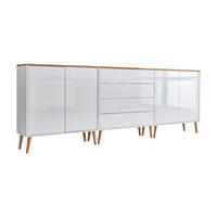 SIDEBOARD Mailand Set 5 + HF  in 237/86/33 cm  - Weiß Hochglanz/Eiche Artisan, MODERN, Holz/Holzwerkstoff (237/86/33cm) - MID.YOU