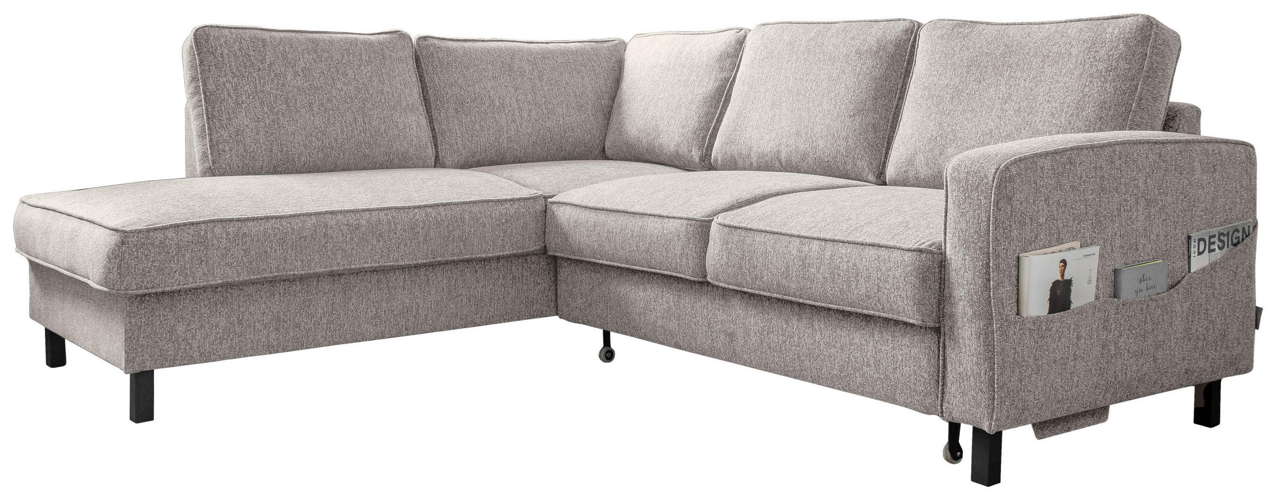 ECKSOFA in Struktur Grau  - Schwarz/Grau, Holz/Textil (198/233cm) - MID.YOU