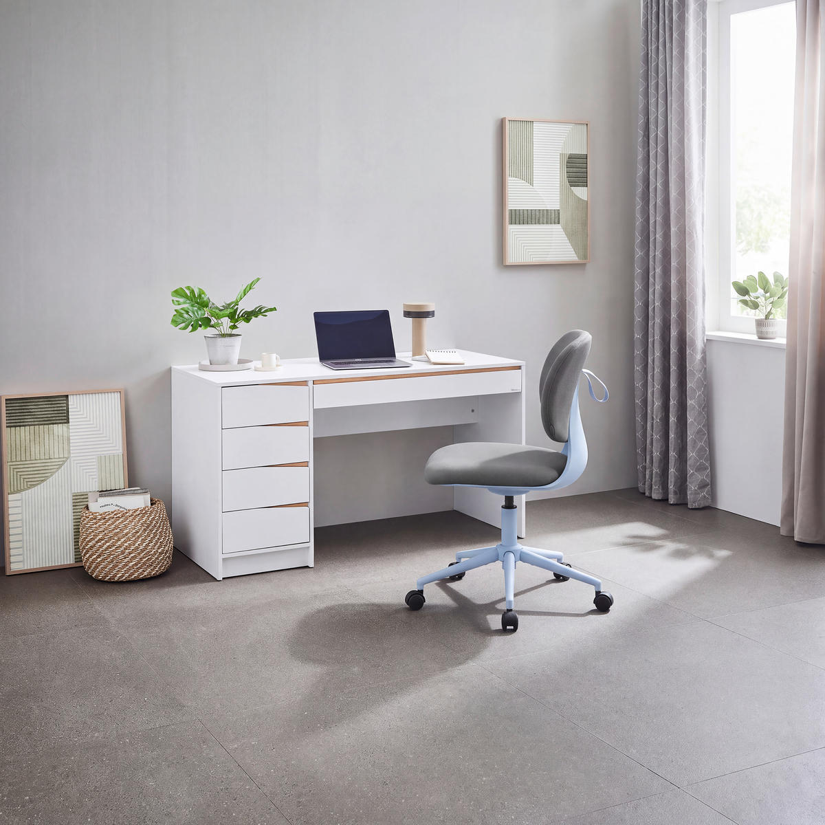 SCHREIBTISCH 140/60/76 cm Weiß, Eichefarben  - Eichefarben/Weiß, MODERN, Holzwerkstoff (140/60/76cm) - Venda