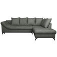ECKSOFA Anthrazit Struktur  - Anthrazit/Schwarz, KONVENTIONELL, Textil/Metall (274/194cm) - Carryhome
