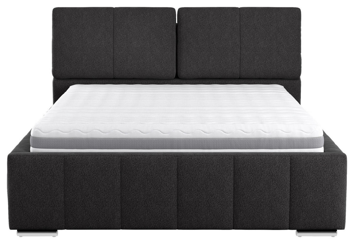 KÁRPITOZOTT ÁGY 180/200 cm  fekete  - ezüst/fekete, Basics, faalapú anyag/textil (180/200cm) - Carryhome