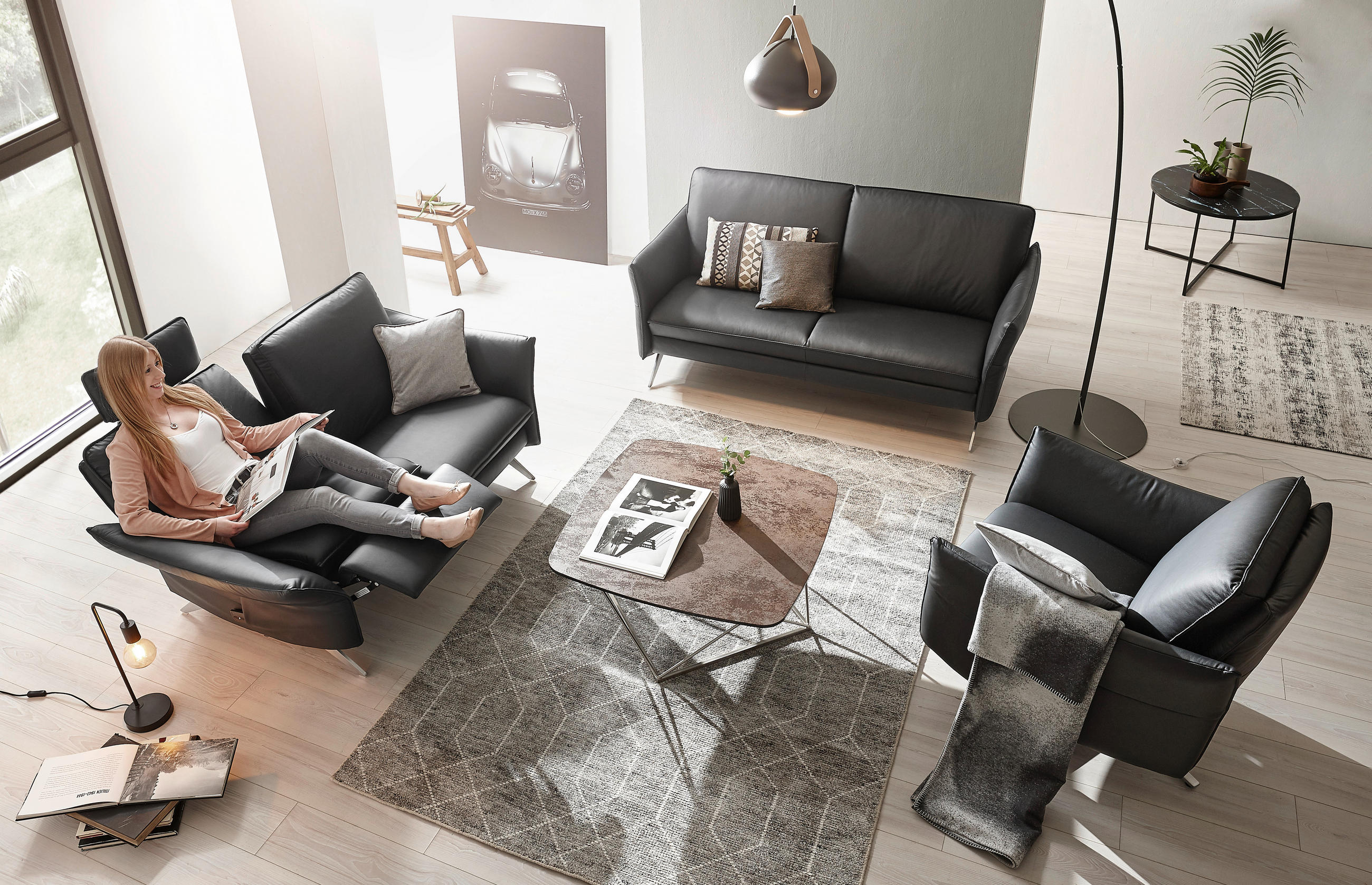 COUCHTISCH Keramik Kristallglas 87/87/40 cm quadratisch Schwarz, Nickelfarben  - Schwarz/Nickelfarben, Design, Glas/Keramik (87/87/40cm) - Naos