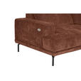 ECKSOFA Rotbraun Chenille Kopfteilverstellung, Sitztiefenverstellung  - Rotbraun/Schwarz, Design, Textil/Metall (307/243cm) - Xora