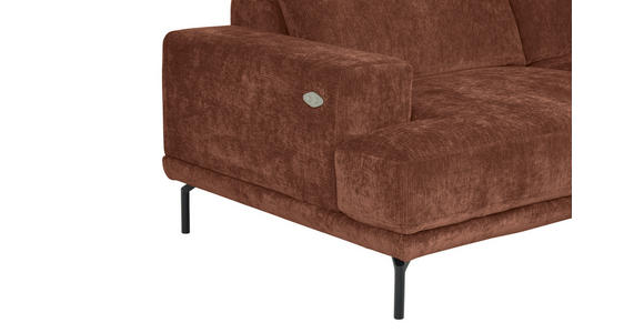 ECKSOFA Rotbraun Chenille Kopfteilverstellung, Sitztiefenverstellung  - Rotbraun/Schwarz, Design, Textil/Metall (307/243cm) - Xora