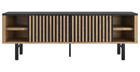 LOWBOARD in 160/55/45 cm - Schwarz/Akaziefarben, LIFESTYLE, Holz/Metall (160/55/45cm) - Landscape
