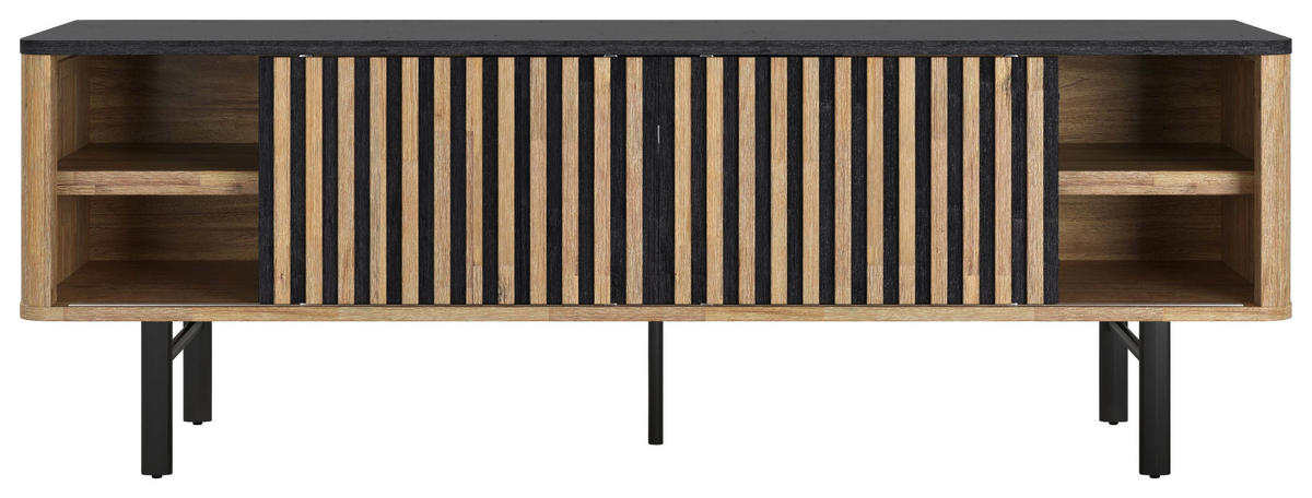 NÍZKA KOMODA, akácia, čierna, farba akácie, 160/55/45 cm - čierna/farba akácie, Lifestyle, kov/drevo (160/55/45cm) - Landscape