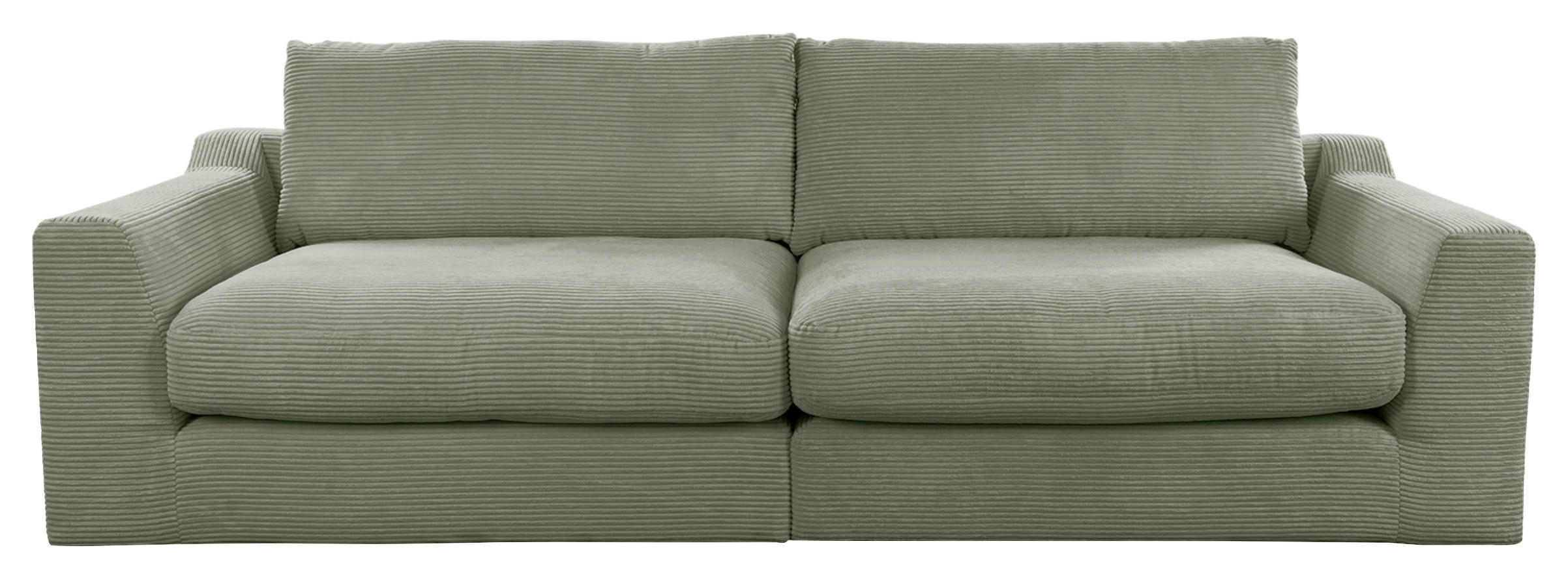 BIGSOFA in Cord Olivgrün  - Schwarz/Olivgrün, Design, Kunststoff/Textil (276/90/109cm) - home24