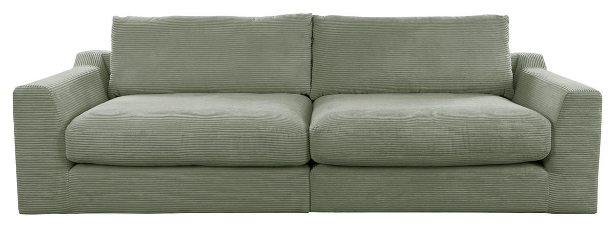 BIGSOFA in Cord Olivgrün  - Schwarz/Olivgrün, Design, Kunststoff/Textil (276/90/109cm) - Sit & More