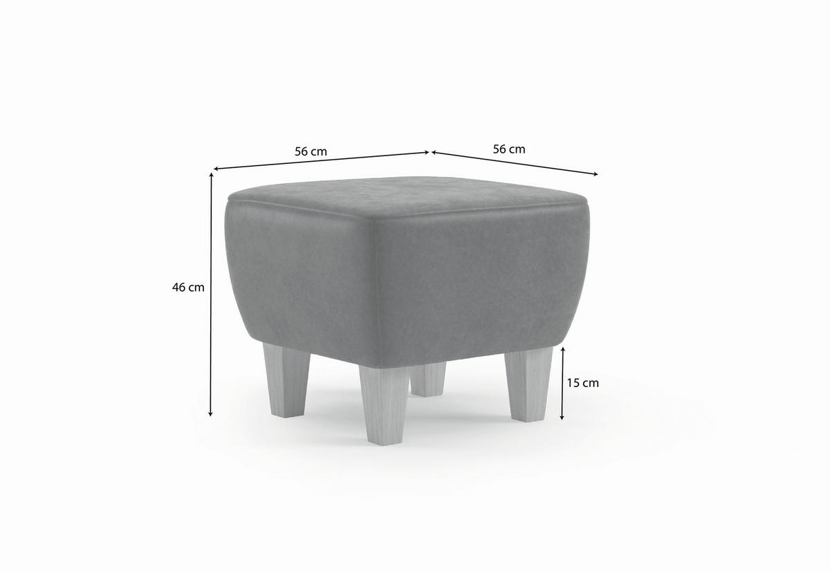 HOCKER Flachgewebe Silberfarben  - Eichefarben/Silberfarben, KONVENTIONELL, Holz/Textil (56/46/56cm) - Sit & More