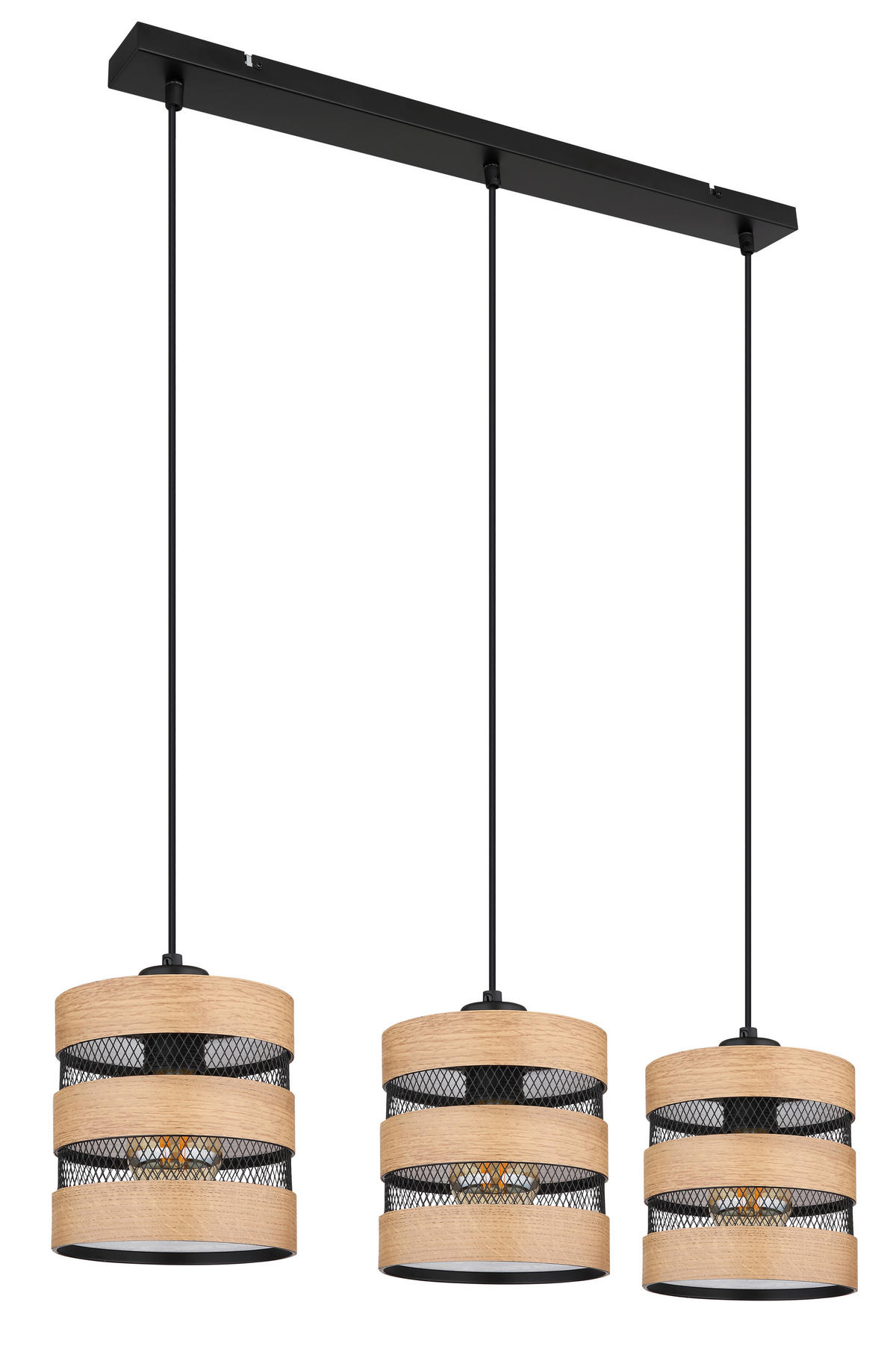 HÄNGELEUCHTE 75/18/120 cm    - Dunkelbraun/Schwarz, Design, Holz/Holzwerkstoff (75/18/120cm) - Globo