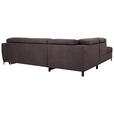 ECKSOFA Dunkelbraun Velours Bettkasten, Schlaffunktion, Rücken echt, Kopfteilverstellung, Liegefläche im Originalstoff  - Dunkelbraun/Schwarz, KONVENTIONELL, Textil/Metall (217/255cm) - Carryhome