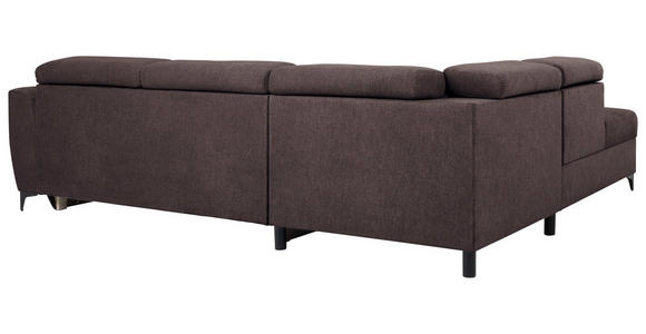 ECKSOFA Dunkelbraun Velours Bettkasten, Schlaffunktion, Rücken echt, Kopfteilverstellung, Liegefläche im Originalstoff  - Dunkelbraun/Schwarz, KONVENTIONELL, Textil/Metall (217/255cm) - Carryhome