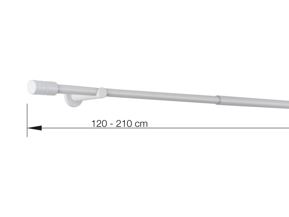 VORHANGSTANGENSET 120 cm  - Weiß Hochglanz, Basics, Metall (120cm)