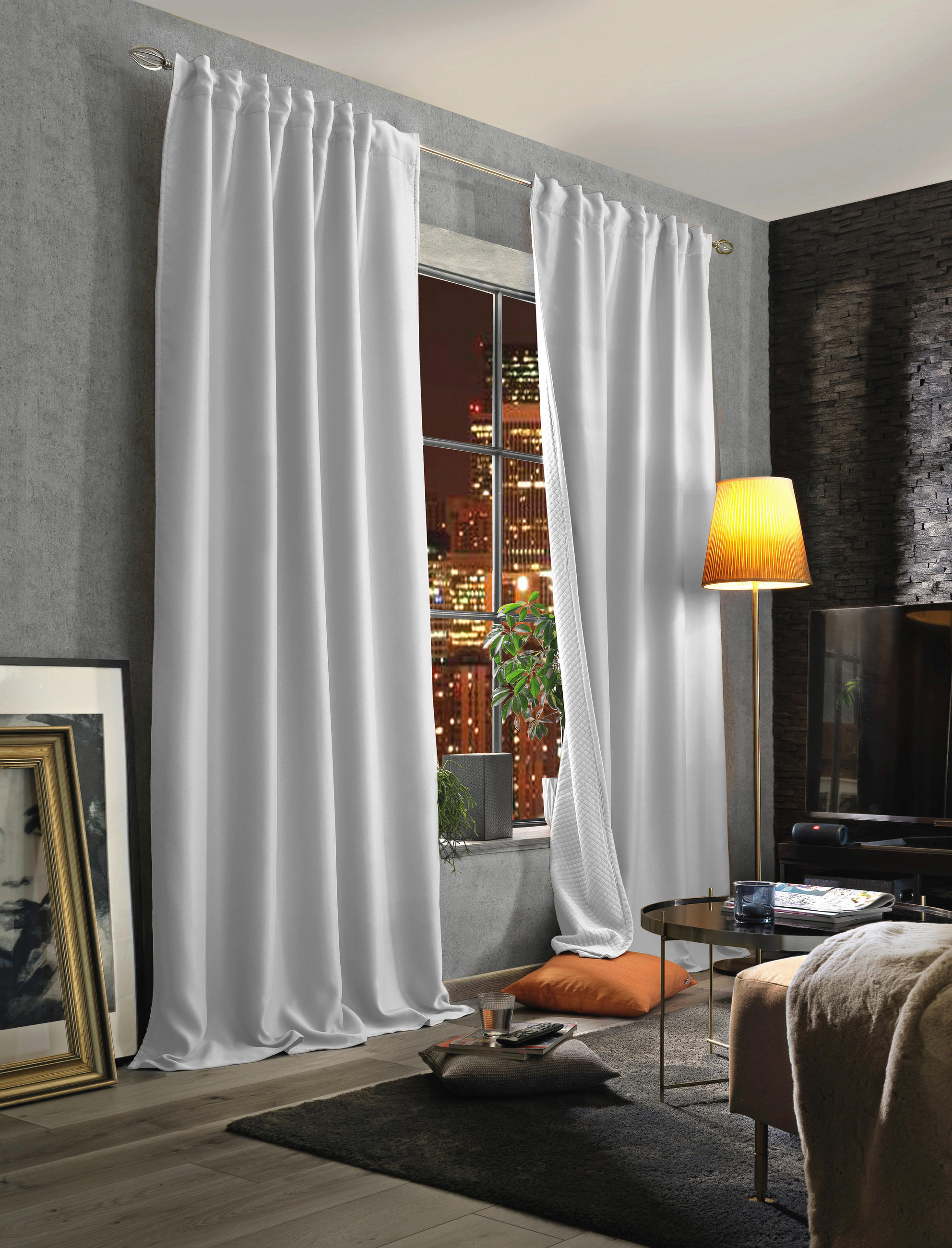 LÄRMSCHUTZVORHANG ACUSTICO Verdunkelung 135/245 cm   - Weiß, KONVENTIONELL, Textil (135/245cm)