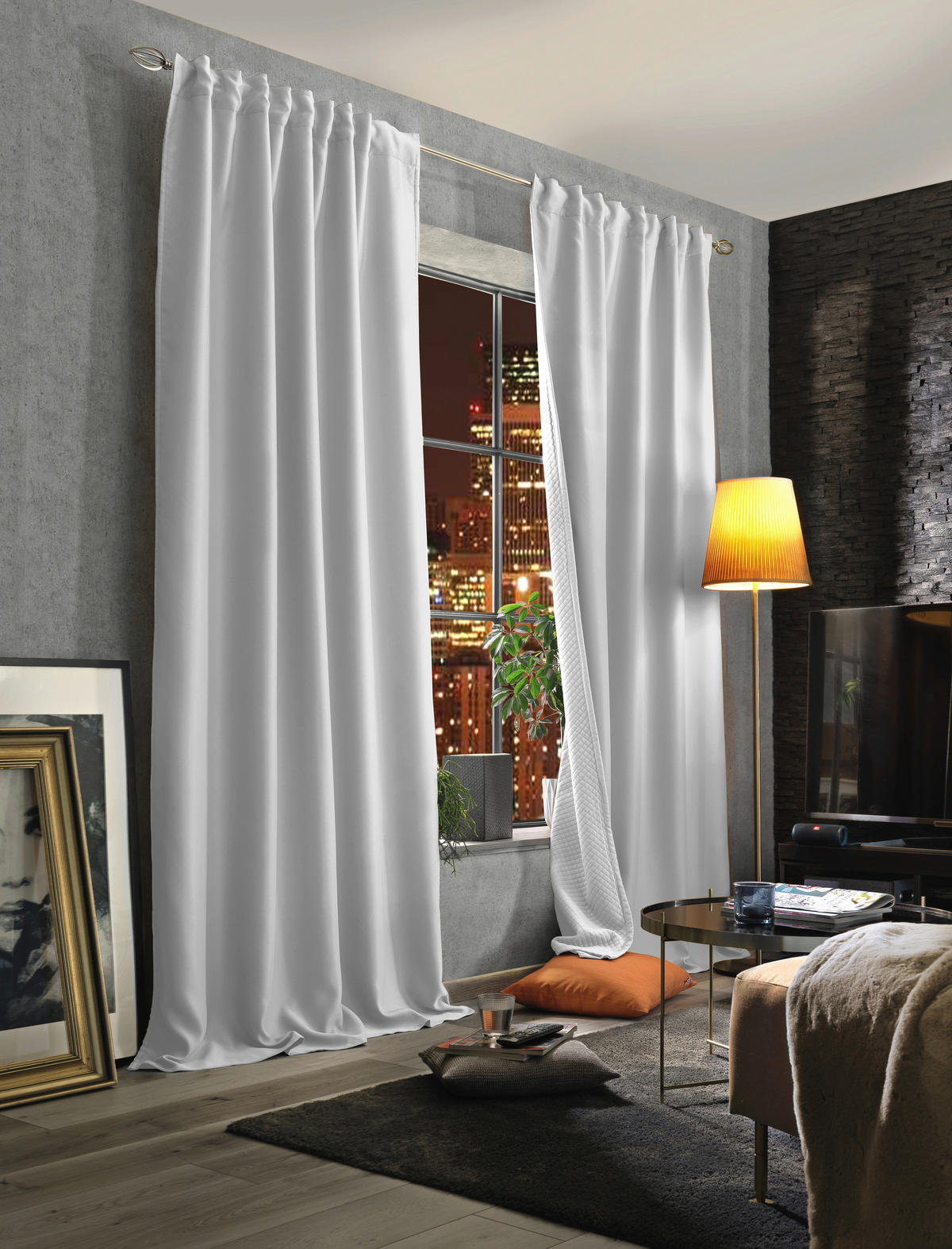 LÄRMSCHUTZVORHANG ACUSTICO Verdunkelung 135/245 cm   - Weiß, KONVENTIONELL, Textil (135/245cm)