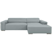 Ecksofa inkl. Funktion DUA Hellgrau Echtleder  - Chromfarben/Hellgrau, Design, Leder/Metall (293/170cm) - Novel