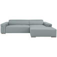 ECKSOFA DUA in Echtleder Hellgrau  293/170 cm  - Chromfarben/Hellgrau, Design, Leder/Metall (293/170cm) - Novel