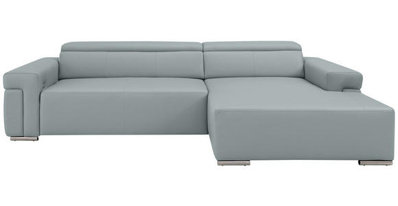 ECKSOFA DUA in Echtleder Hellgrau  293/170 cm  - Chromfarben/Hellgrau, Design, Leder/Metall (293/170cm) - Novel