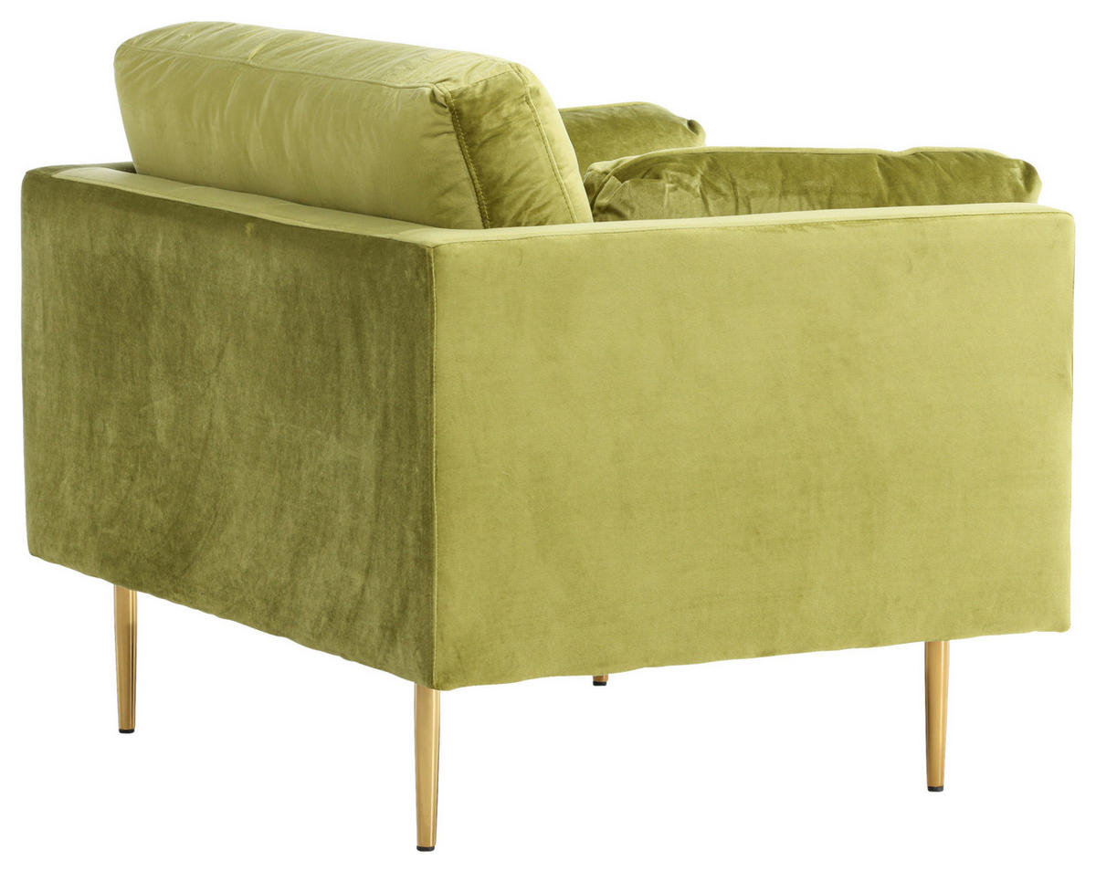 SESSEL in Velours Grün, Goldfarben  - Goldfarben/Grün, Design, Textil/Metall (110/84/86cm) - Livetastic