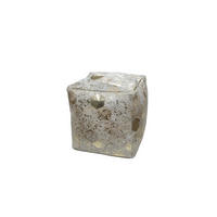 POUF in Creme, Goldfarben Leder  - Goldfarben/Creme, Design, Leder (45/45/45cm) - Kayoom