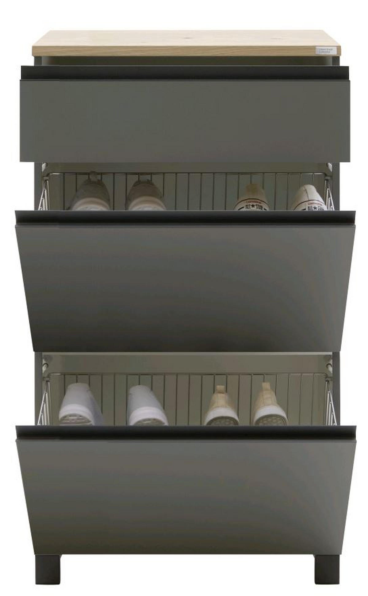 OMARA ZA ČEVLJE furnirano siva, barve hrasta - siva/barve hrasta, Design, kovina/leseni material (60/108/31cm) - Dieter Knoll