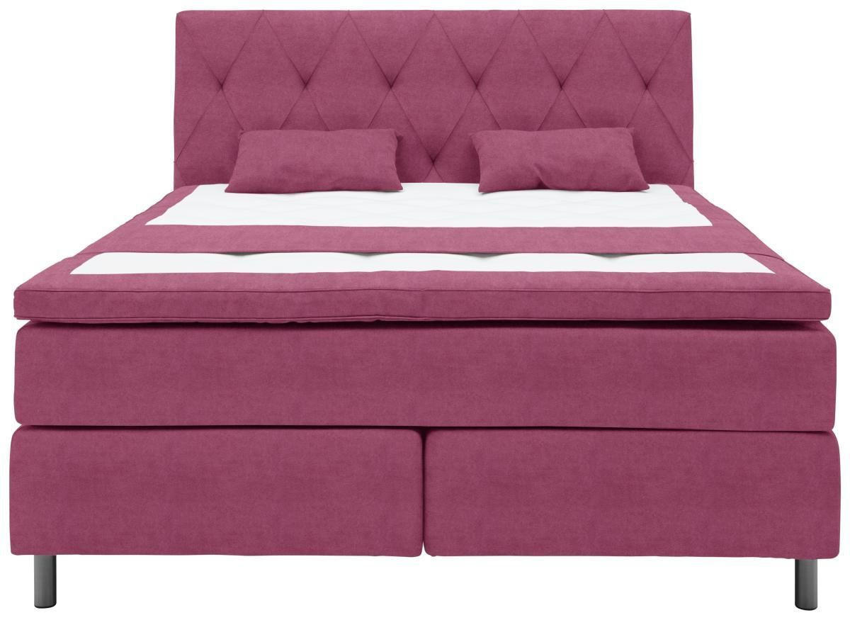 KONTINENTALSÄNG 180/200 cm  i röd  - röd/grå, Klassisk, metall/trä (180/200cm) - Elegando