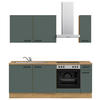 KÜCHENBLOCK 210 cm   in Eichefarben, Dunkelgrün  - Dunkelgrün/Eichefarben, MODERN, Holzwerkstoff/Metall (210cm) - Nobilia