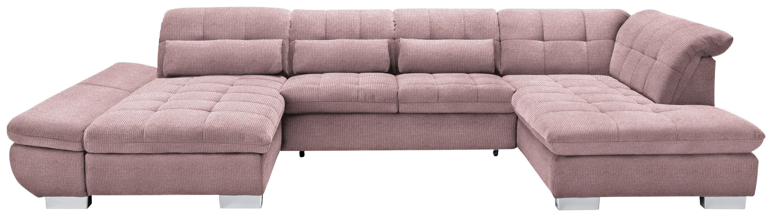WOHNLANDSCHAFT in Mikrofaser Rosa  - Chromfarben/Rosa, Design, Kunststoff/Textil (204/350/211cm) - Xora