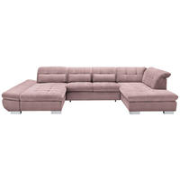WOHNLANDSCHAFT in Mikrofaser Rosa  - Chromfarben/Rosa, Design, Kunststoff/Textil (204/350/211cm) - Xora