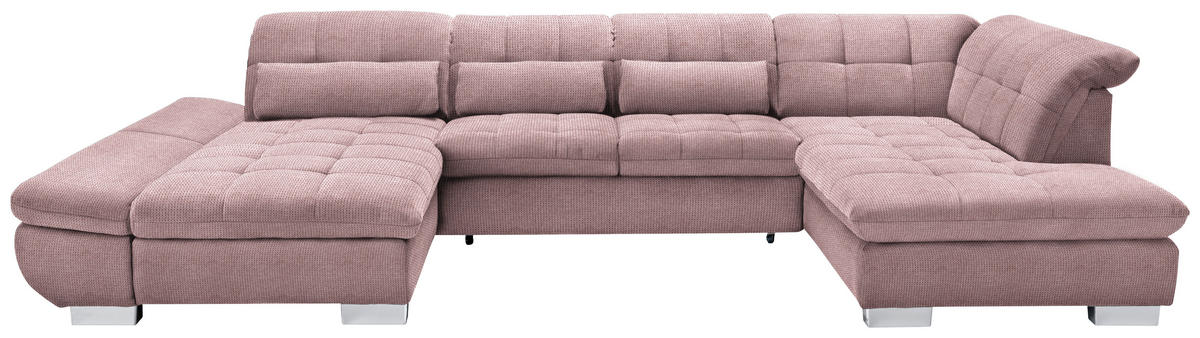 WOHNLANDSCHAFT in Mikrofaser Rosa  - Chromfarben/Rosa, Design, Kunststoff/Textil (204/350/211cm) - Xora
