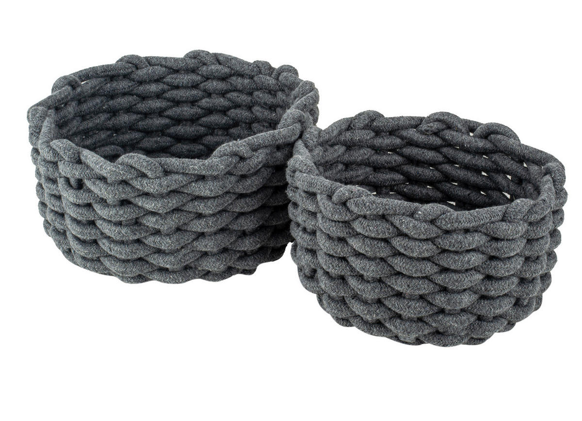 KOŠÍK NA DROBNOSTI, textil - antracitová, Basics, textil (22/19/12/11cm) - Justinus