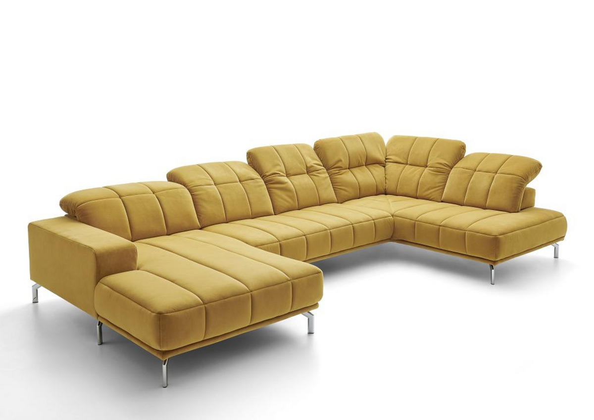 SJEDEĆA GARNITURA tekstil  curry žuta   - curry žuta/crna, Moderno, tekstil (383/98/212cm) - Beldomo Style