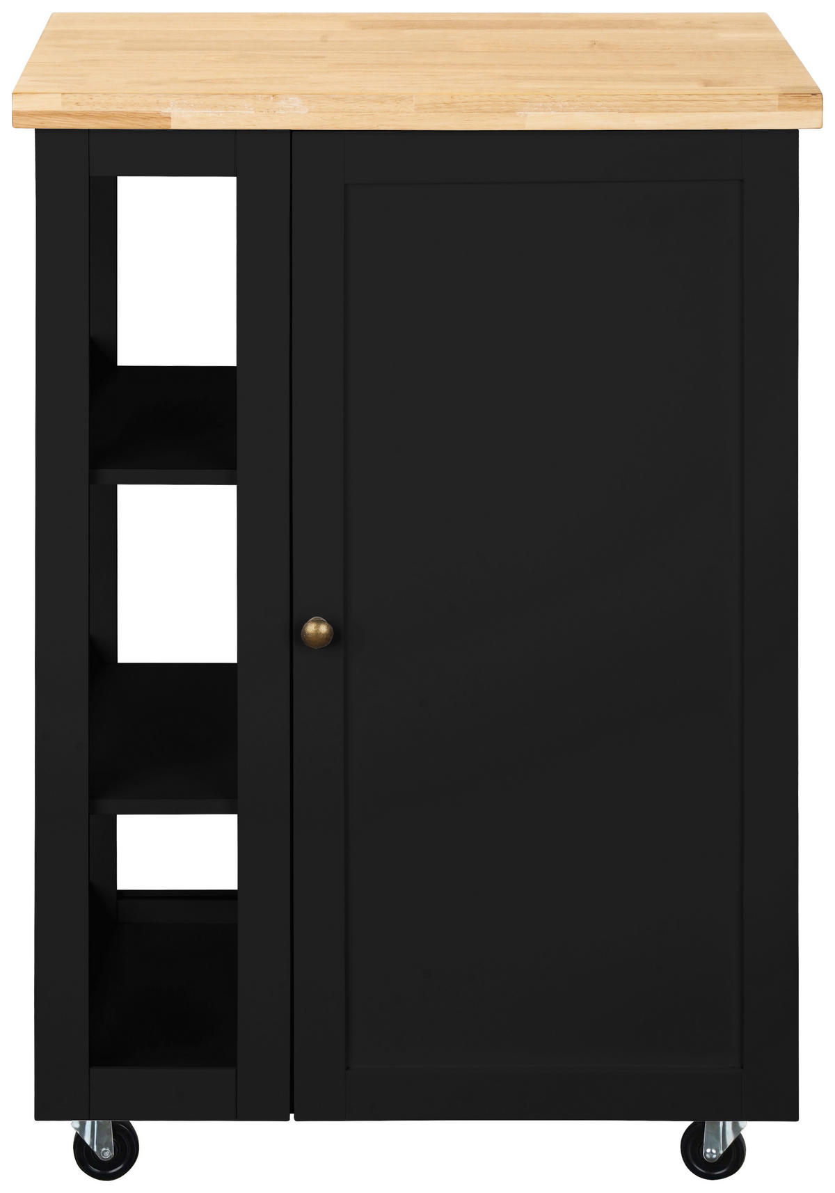 KÜCHENINSEL   in Naturfarben, Schwarz  - Messingfarben/Schwarz, Basics, Glas/Holz (60/90/40cm) - MID.YOU