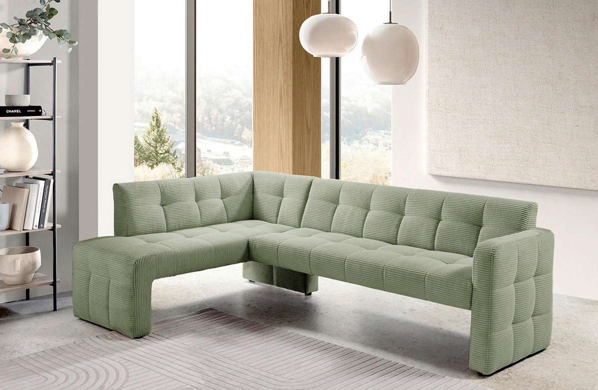 ECKBANK 245/157 cm  in Mintgrün  - Schwarz/Mintgrün, MODERN, Holz/Holzwerkstoff (245/157cm) - Livetastic