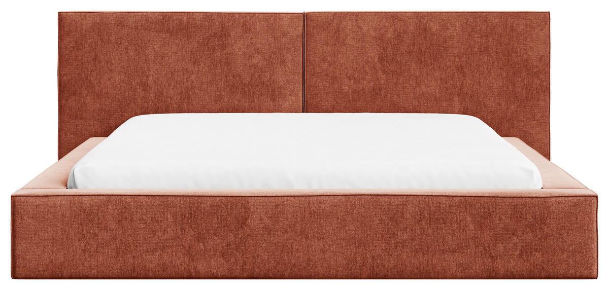 POLSTERBETT 140/200 cm,  in Terracotta, Bettkasten,  - Terracotta/Schwarz, MODERN, Holz (140/200cm) - MID.YOU