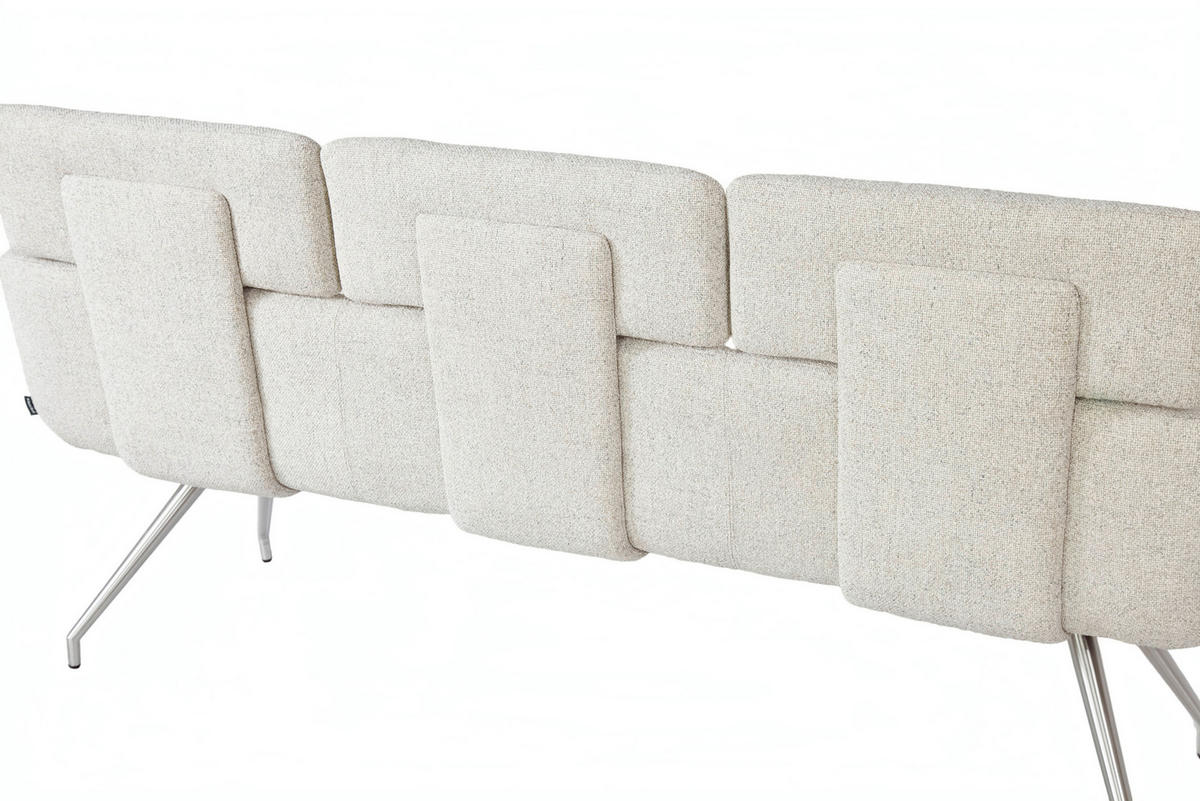 SITZBANK 200/92,5/67 cm Webstoff Edelstahlfarben, Beige  - Edelstahlfarben/Beige, Design, Textil/Metall (200/92,5/67cm) - Dieter Knoll