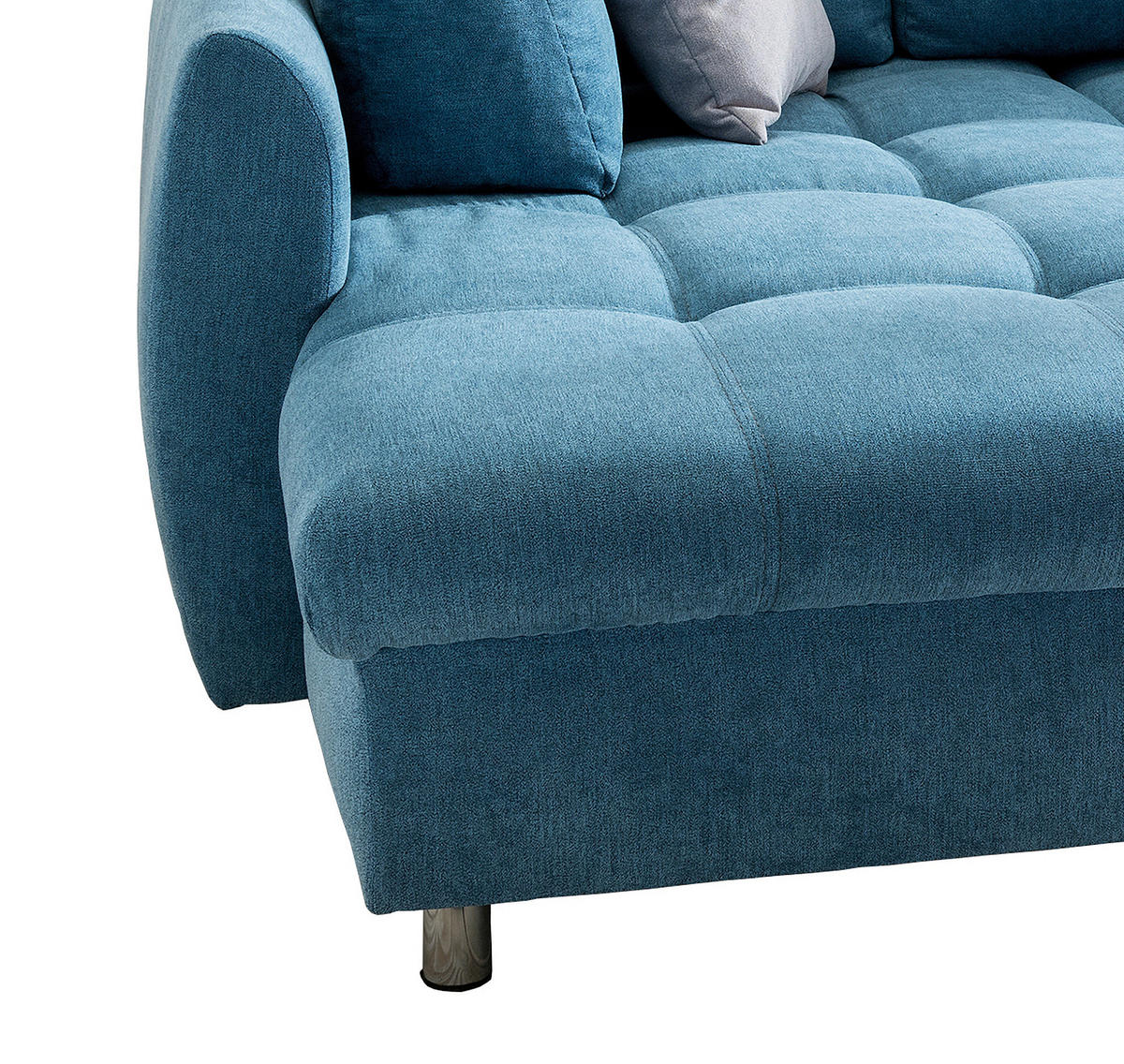 ECKSCHLAFSOFA Mikrofaser Blau  - Chromfarben/Blau, MODERN, Textil/Metall (190/250cm) - Livetastic