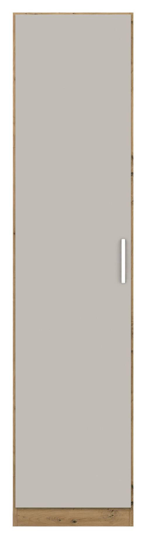 DREHTÜRENSCHRANK 47/197/54 cm 1-türig Hellgrau, Eiche Artisan  - Chromfarben/Hellgrau, MODERN, Holzwerkstoff/Kunststoff (47/197/54cm) - Rauch Möbel