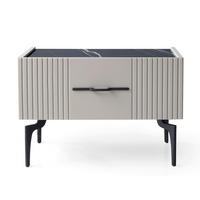 Noptieră, 65/49/44 cm, gri - negru/gri, Modern, metal/material pe bază de lemn (65/49/44cm) - Novel