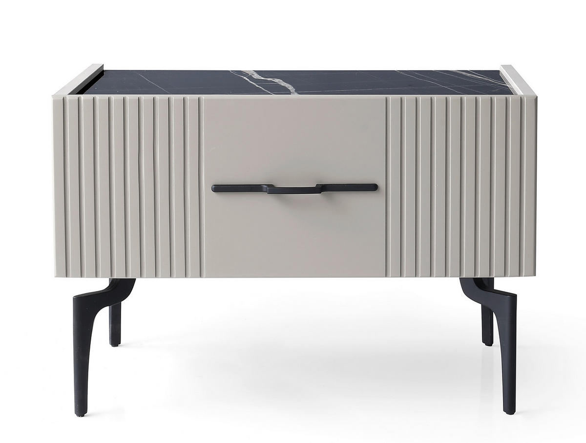 Noptieră, 65/49/44 cm, gri - negru/gri, Modern, metal/material pe bază de lemn (65/49/44cm) - Novel